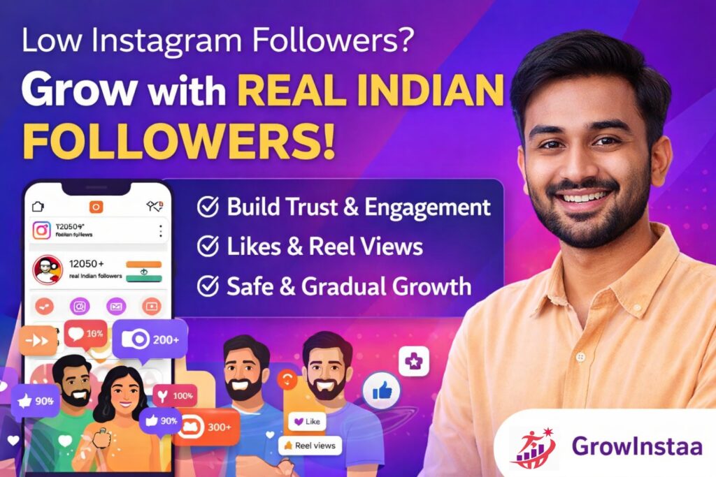 GrowInstaa Instagram Growth Service Real Indian Followers Likes Views for Instagram Promotion